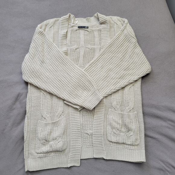 Other Sweaters - Sweater Cable Knit Womens Large Oversize Beige Cardigan Chunky Grandma